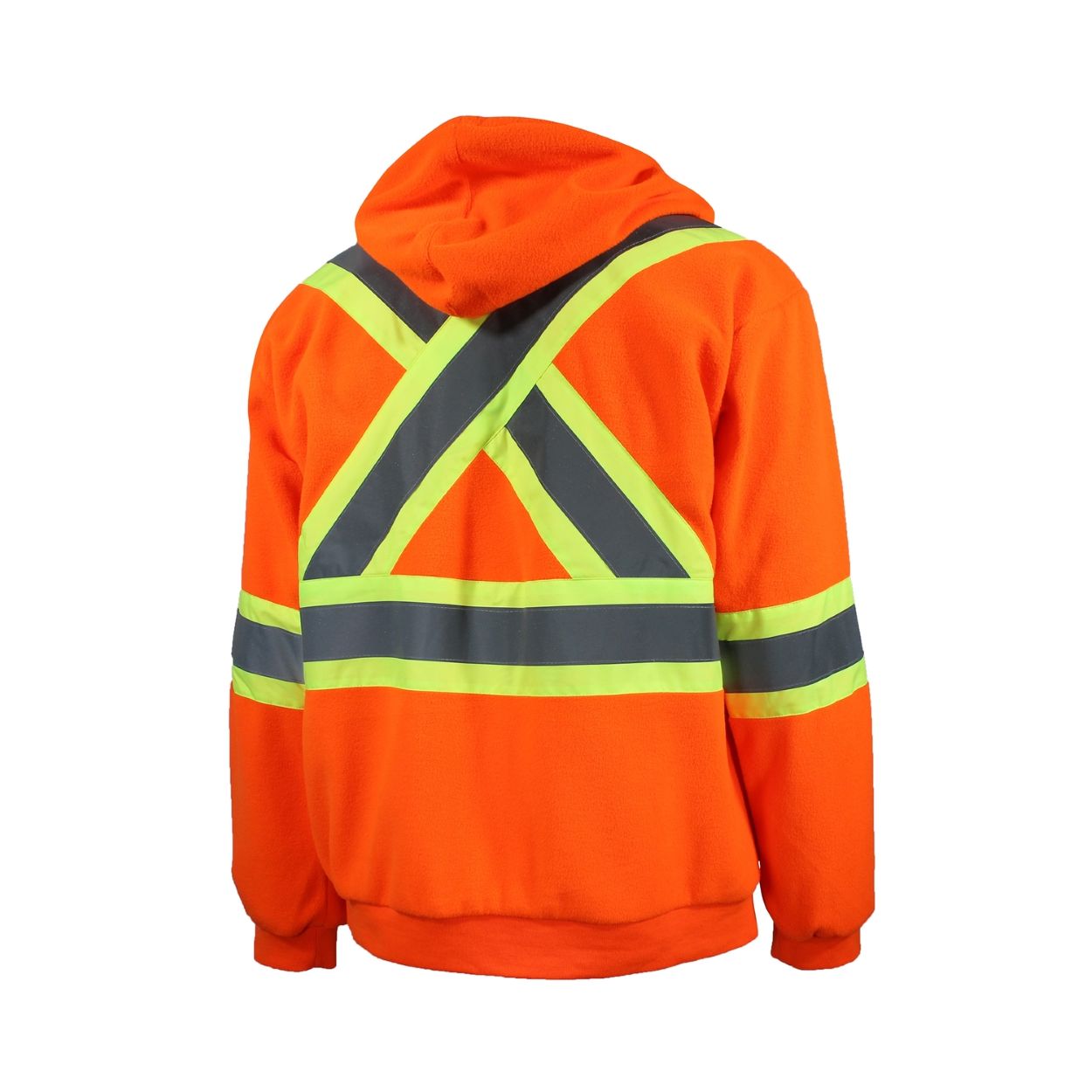 Hi-vis orange polar jacket on a white background