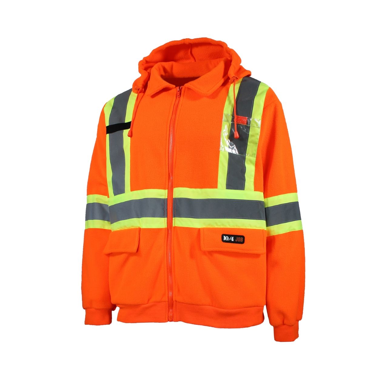 Hi-vis orange polar jacket on a white background
