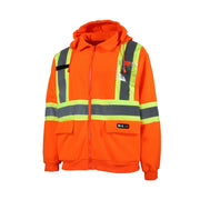 Hi-vis orange polar jacket on a white background