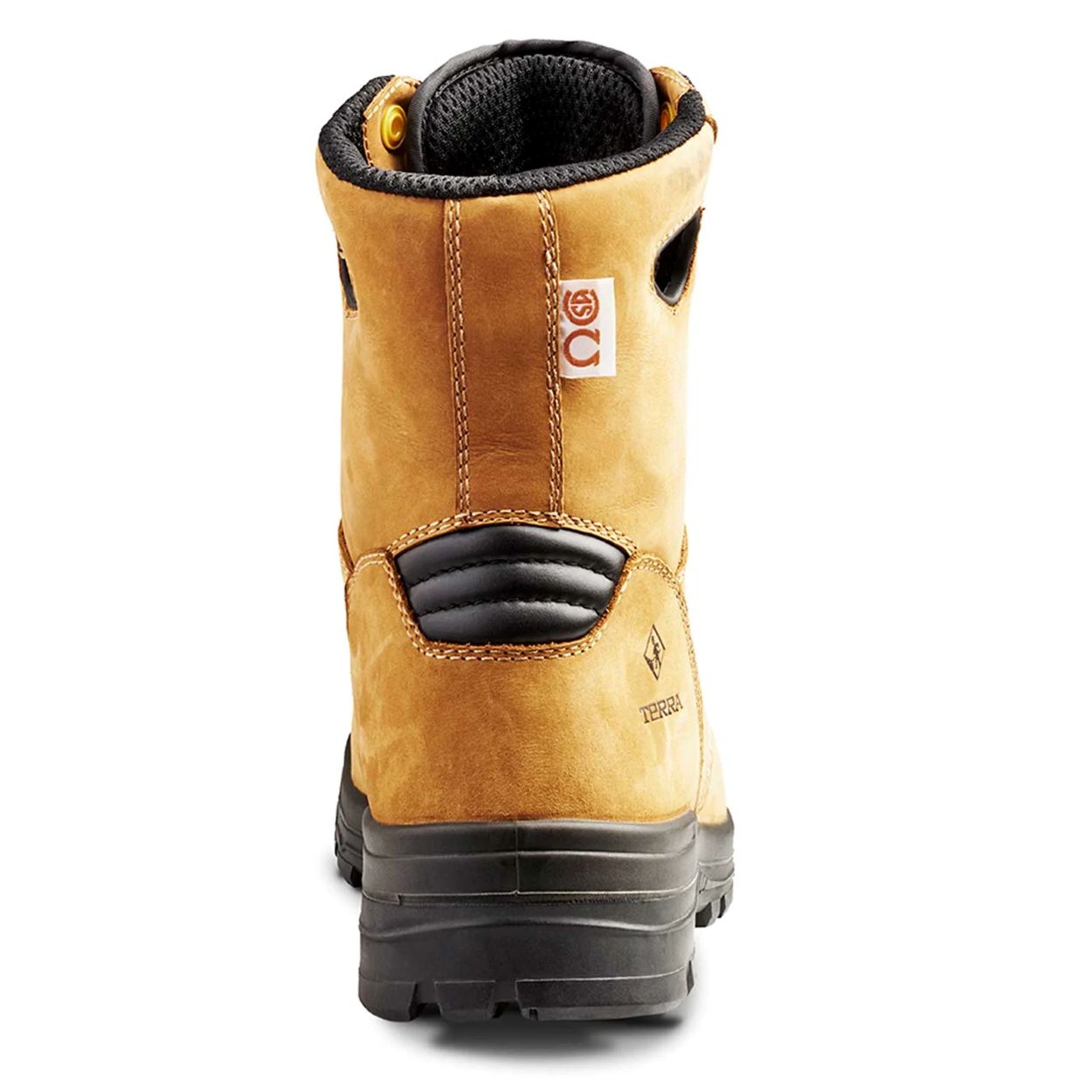 Tan boot on a white background