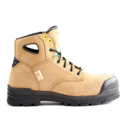Tan boot on a white background