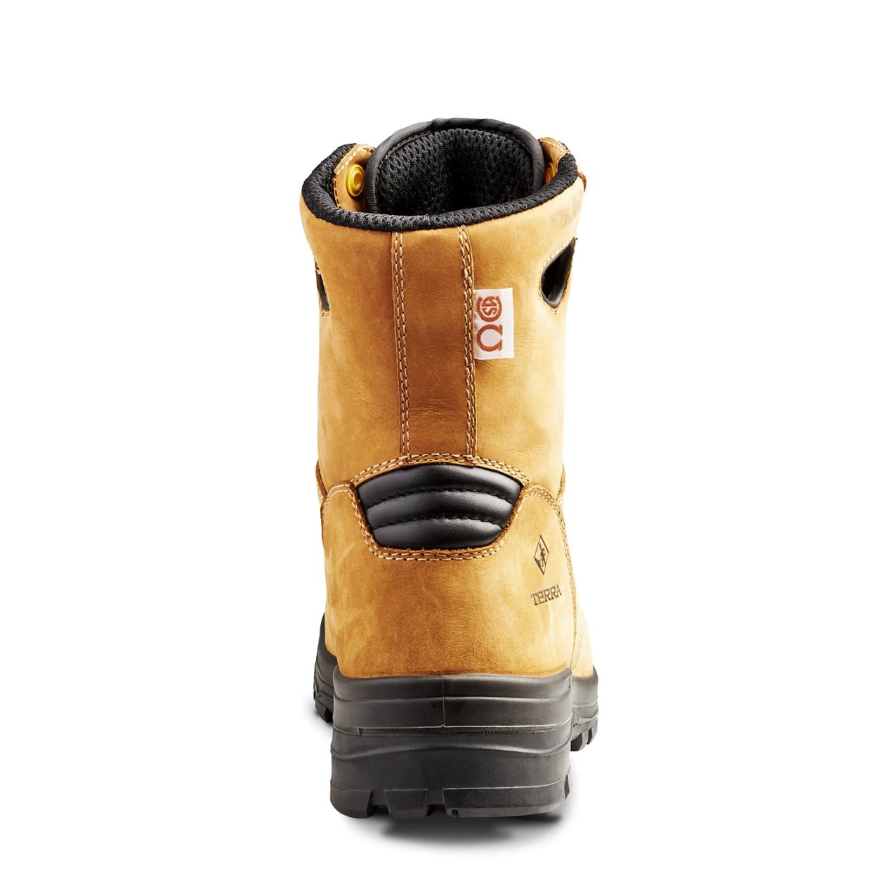 Tan boot on a white background