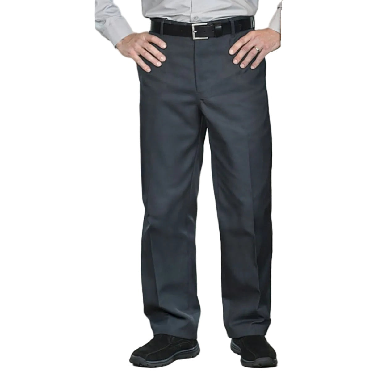 Charcoal pants on a white background