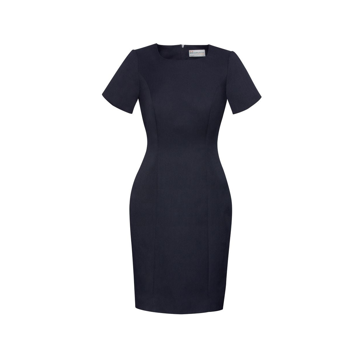 Navy dress on a white background