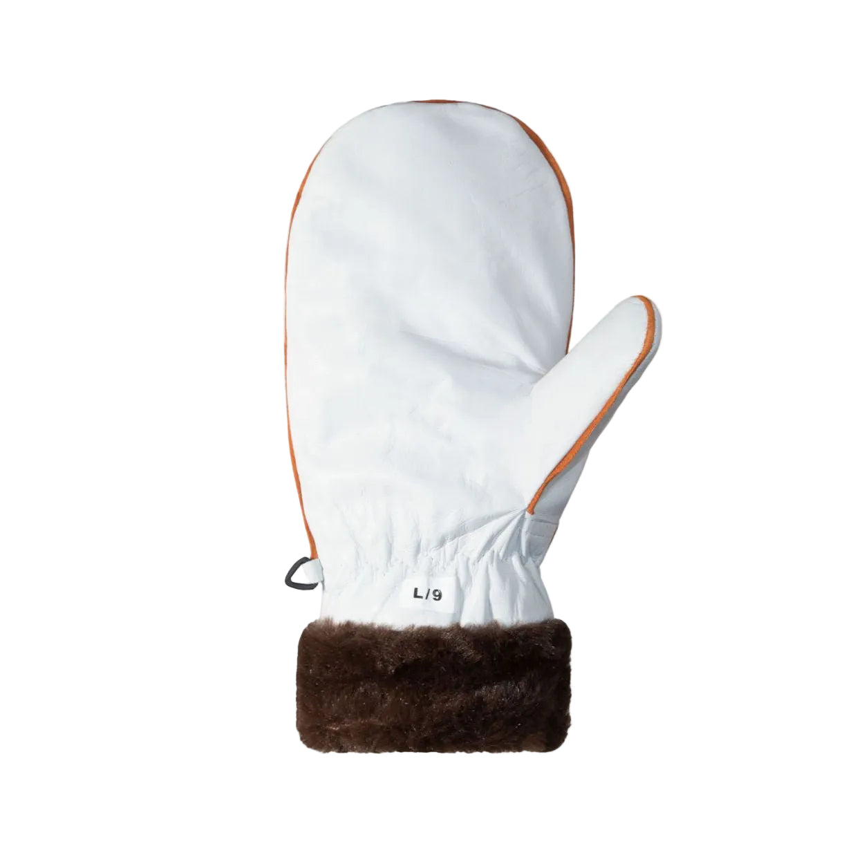 White/brown safety mitt on a white background