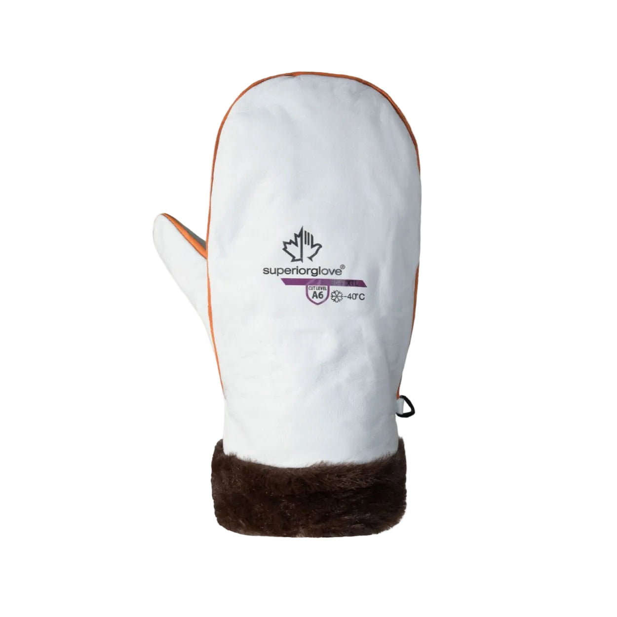 White/brown safety mitt on a white background