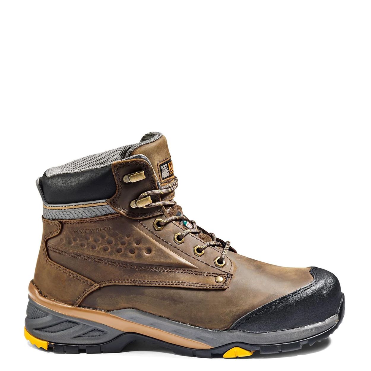 Brown boot on a white background