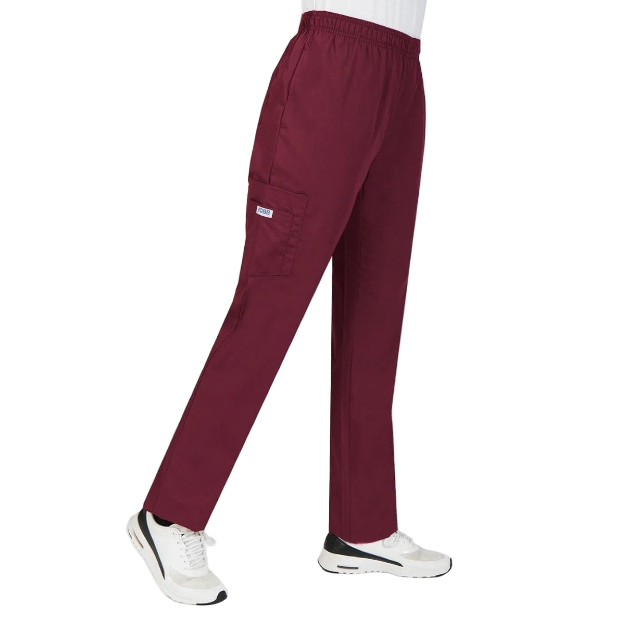 Burgundy scrub pants on a white background