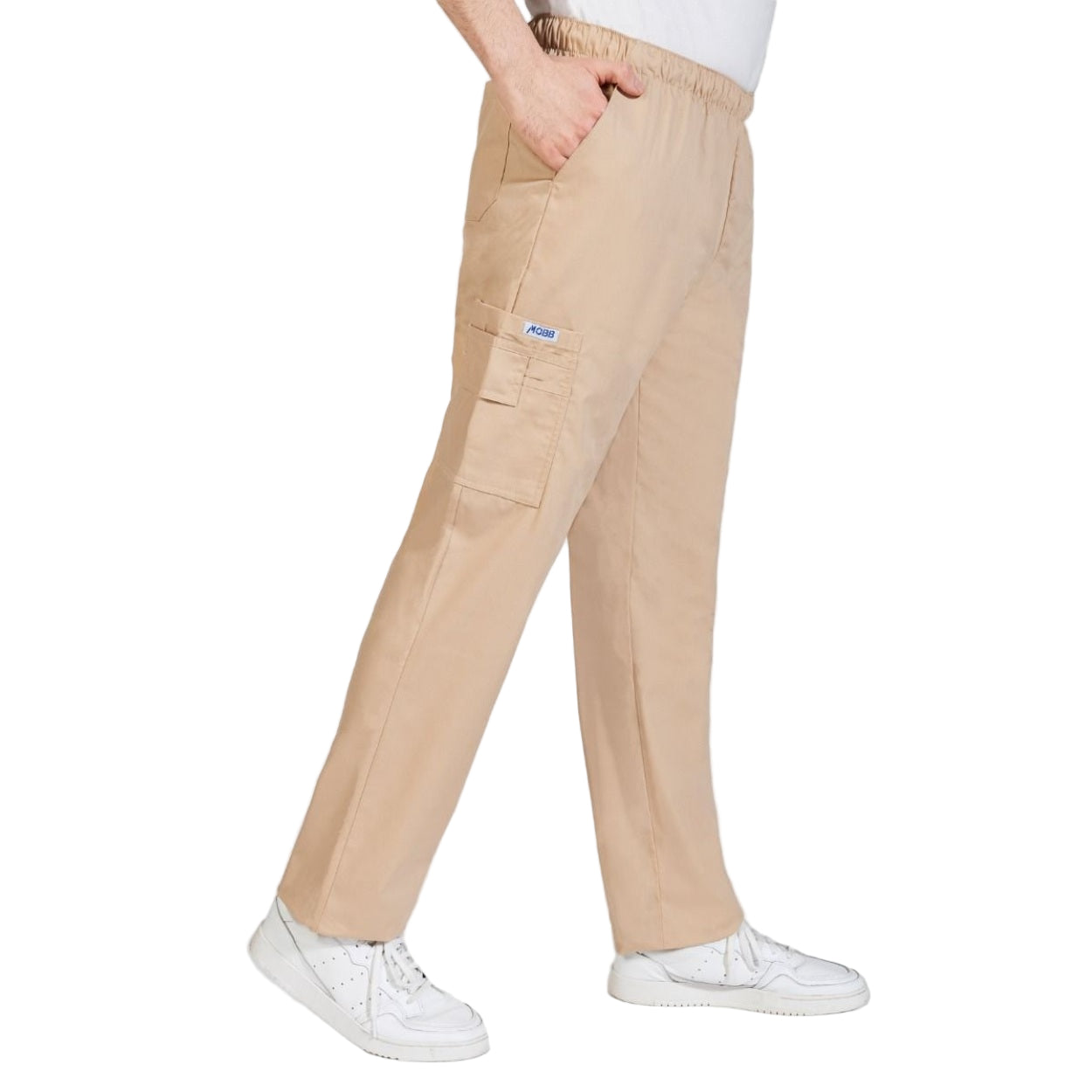 Khaki scrub pants on a white background