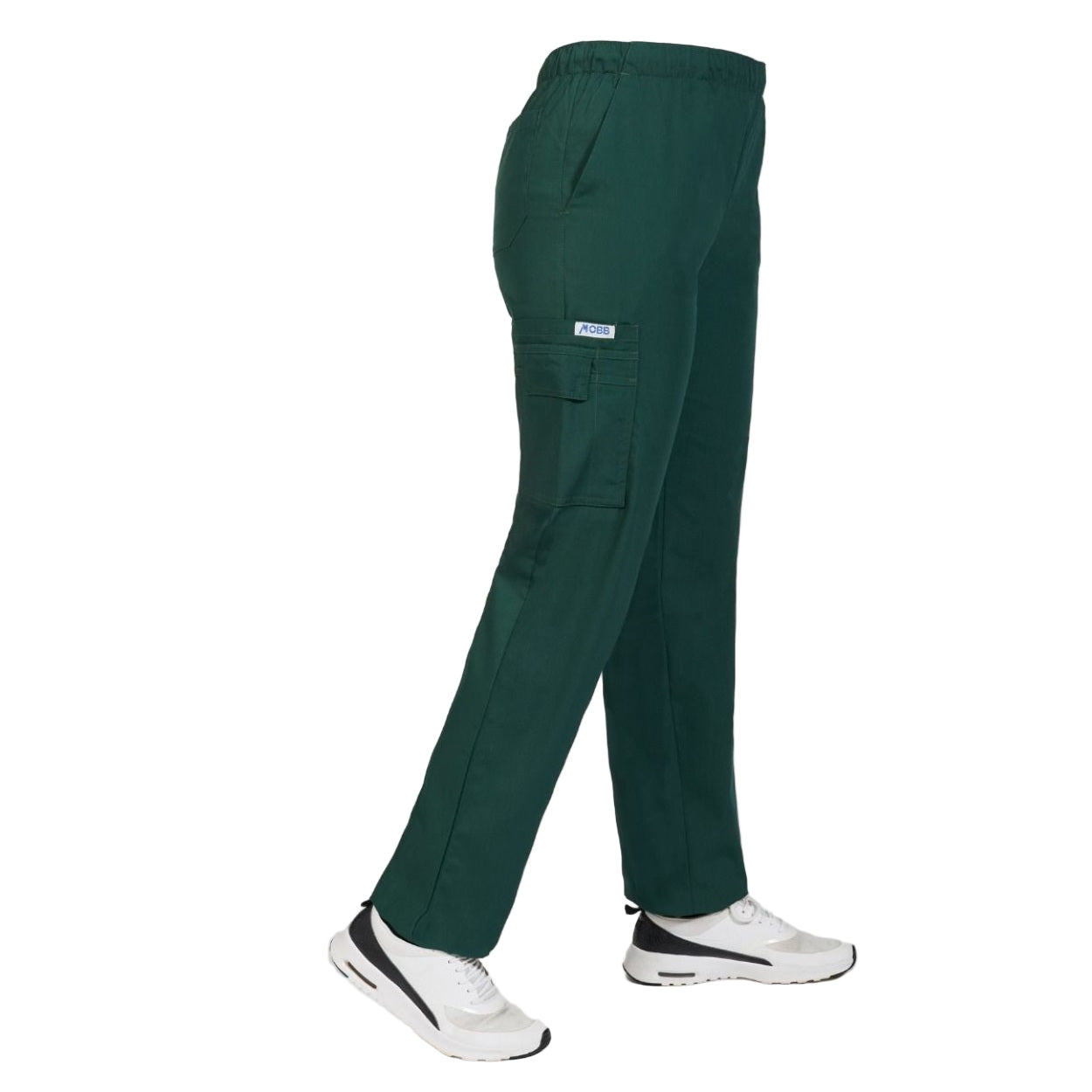 Spruce green scrub pants on a white background