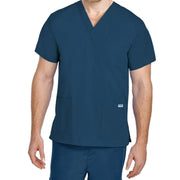 Caribbean blue scrub top on a white background