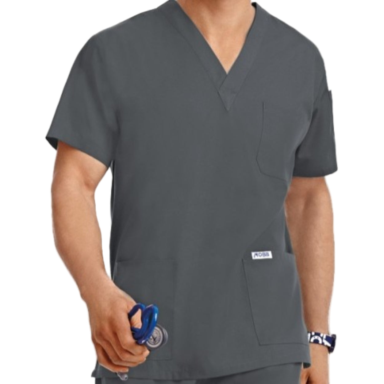 Charcoal scrub top on a white background
