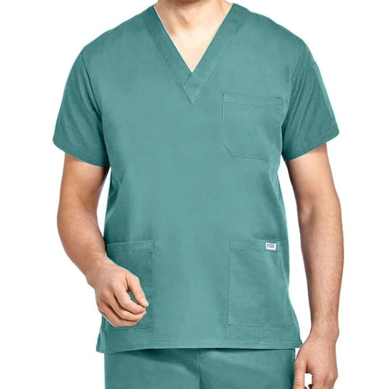 Lagoon green scrub top on a white background