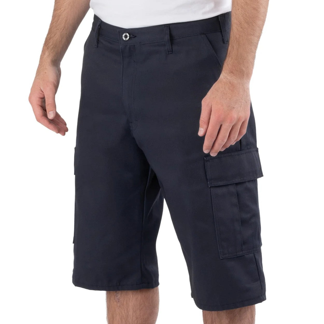 Dark navy shorts on a white background