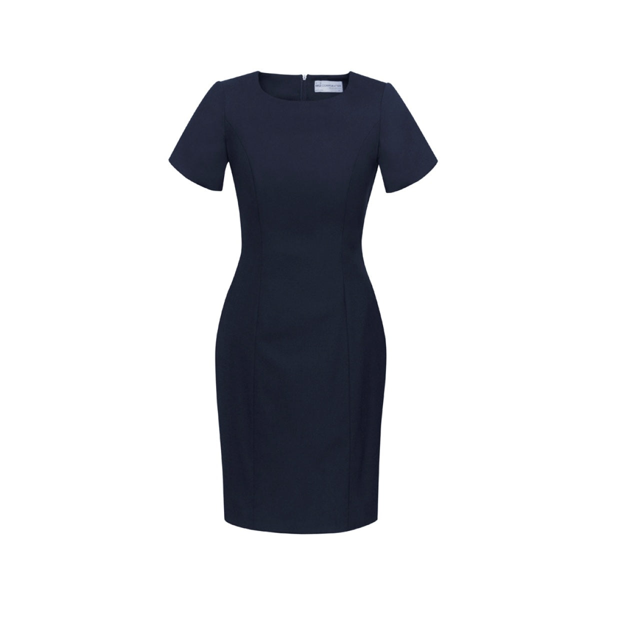 Navy dress on a white background
