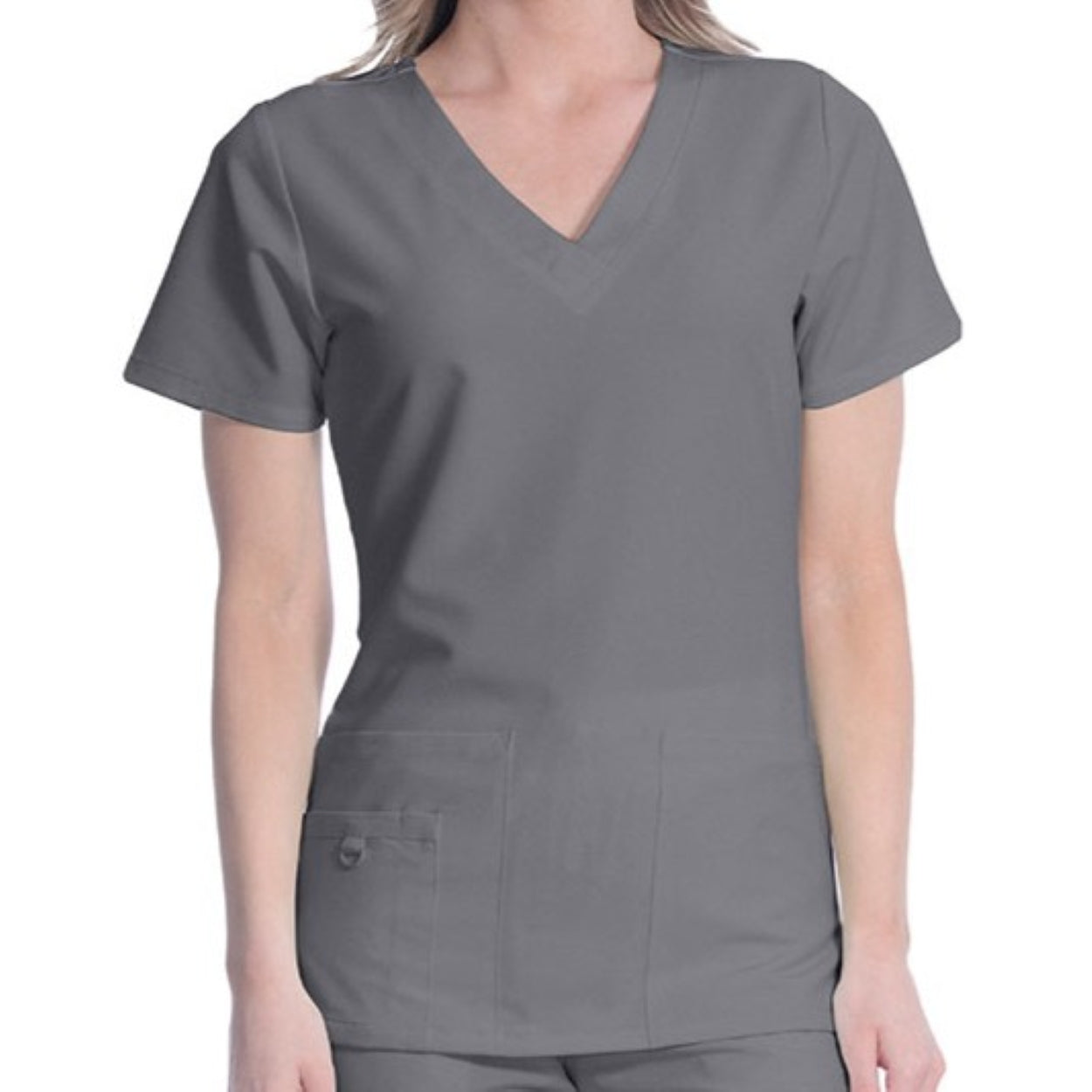 Granite grey scrub top on a white background
