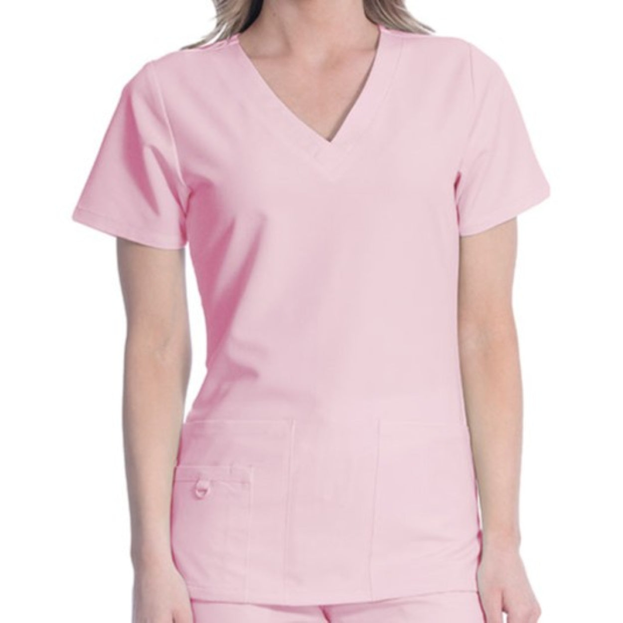 Powder pink scrub top on a white background