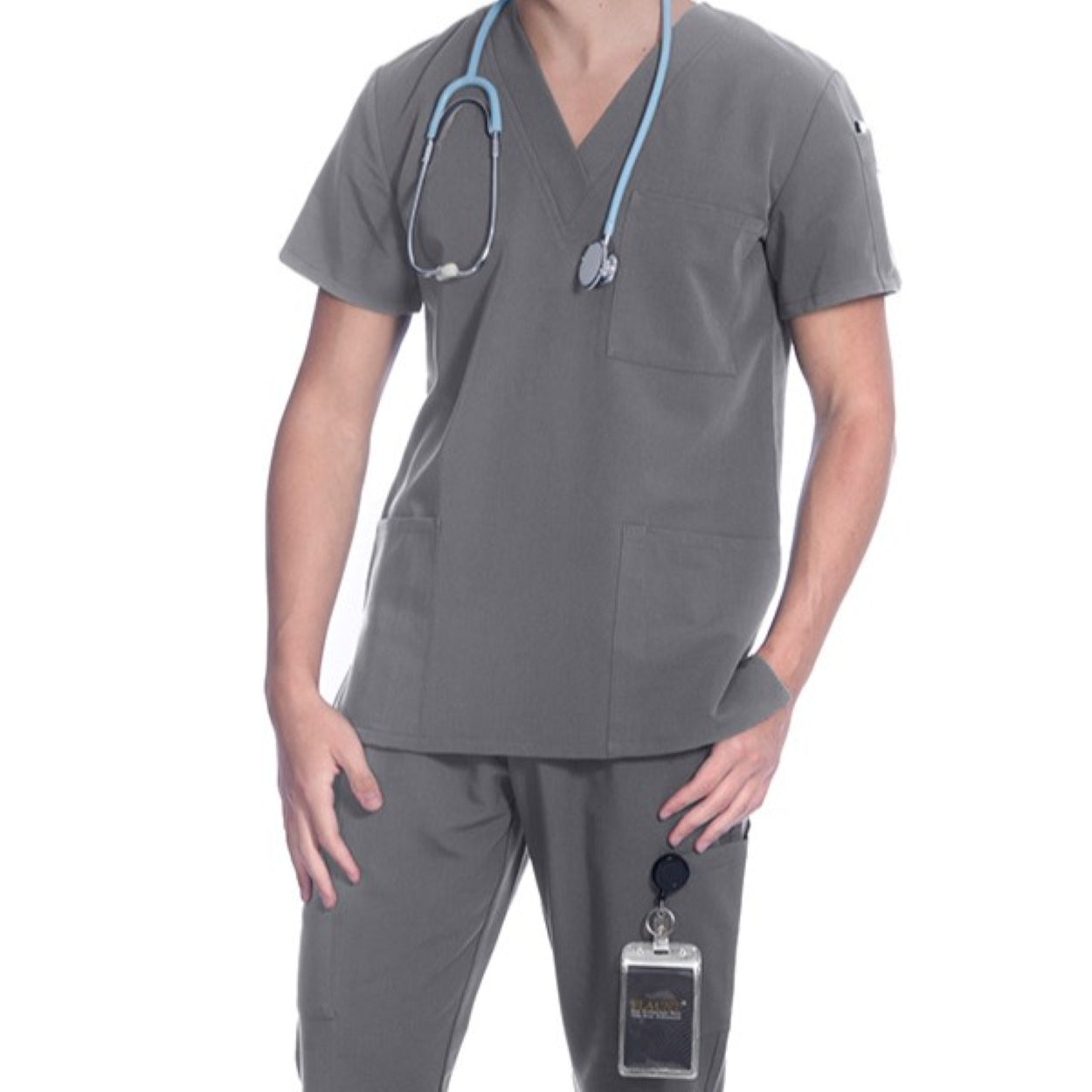 Granite scrub top on a white background