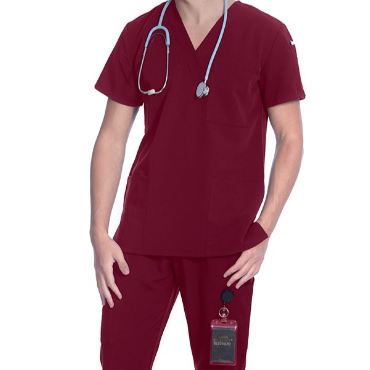 Wine scrub top on a white background