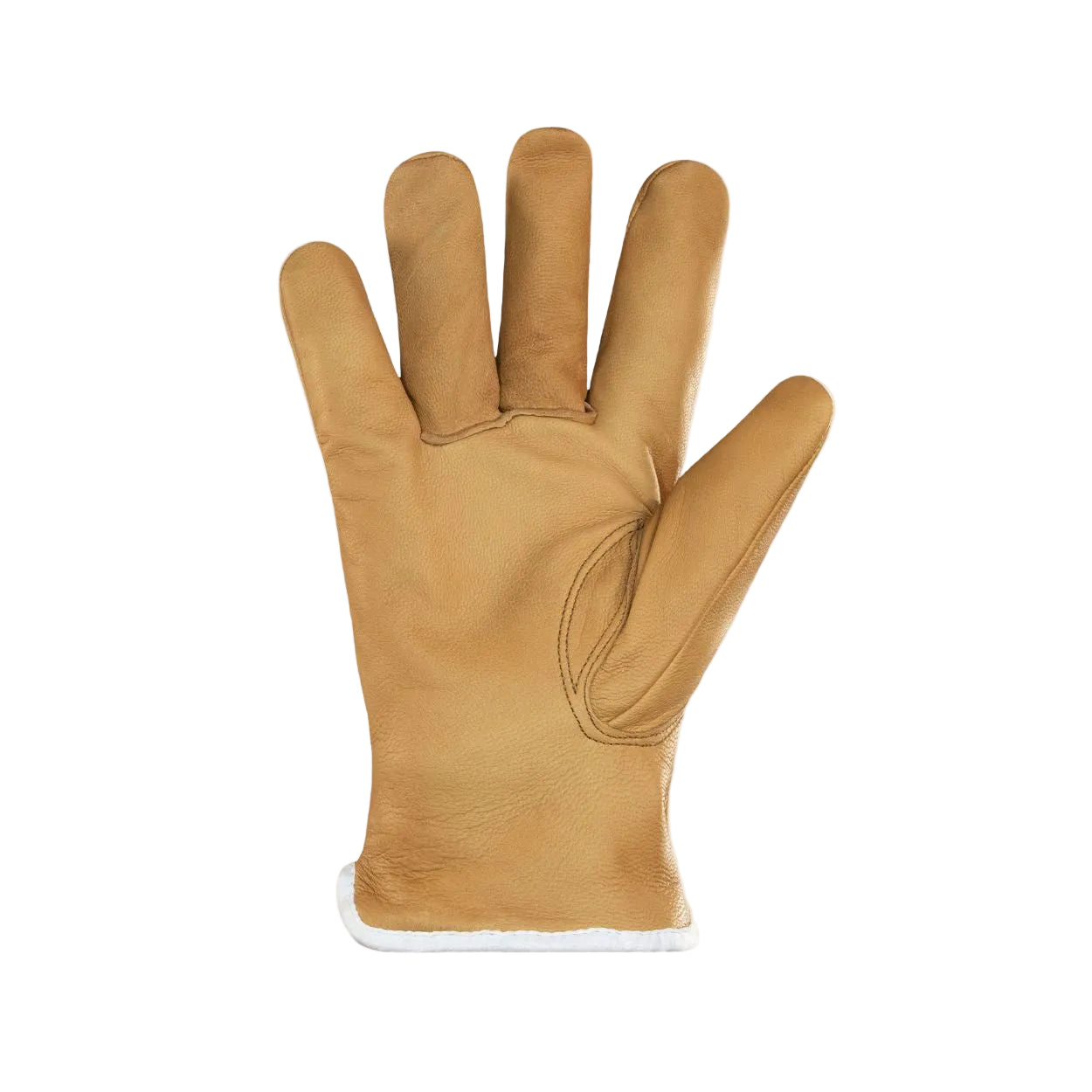Tan winter glove on a white background