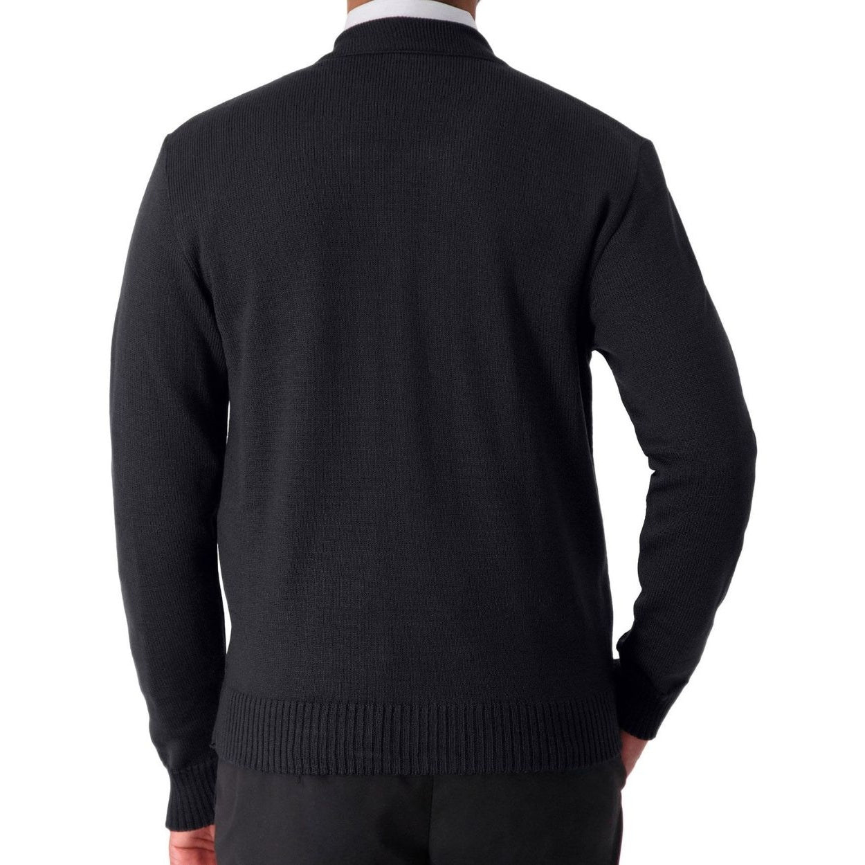 Black cardigan on a white background