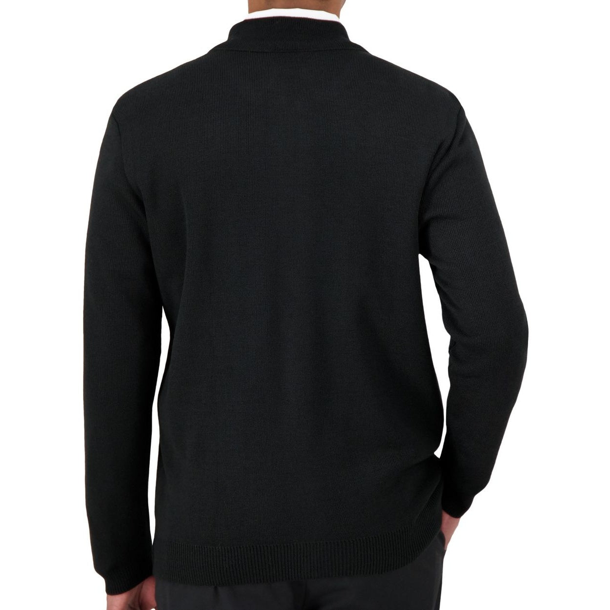 Black cardigan on a white background