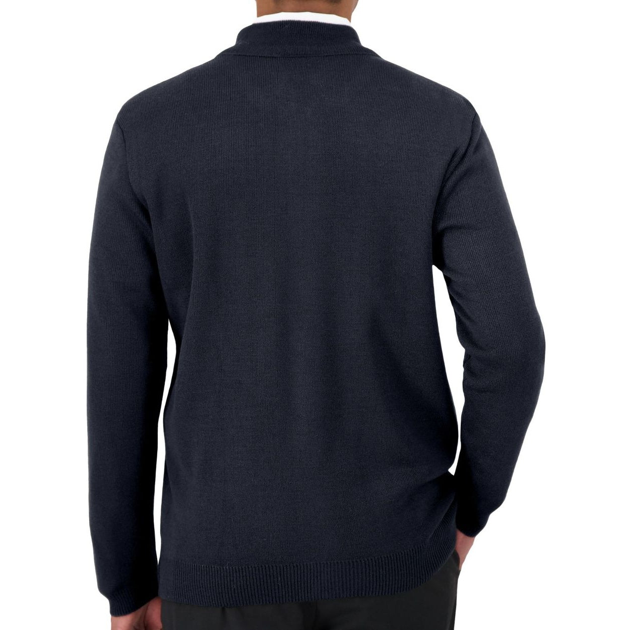 Navy cardigan on a white background