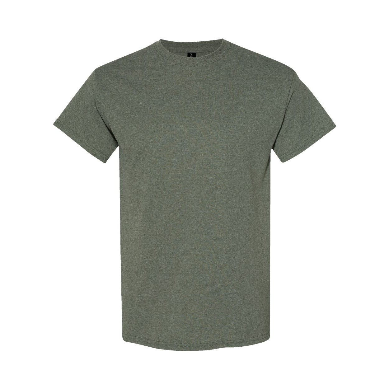 Heather military green t-shirt on a white background