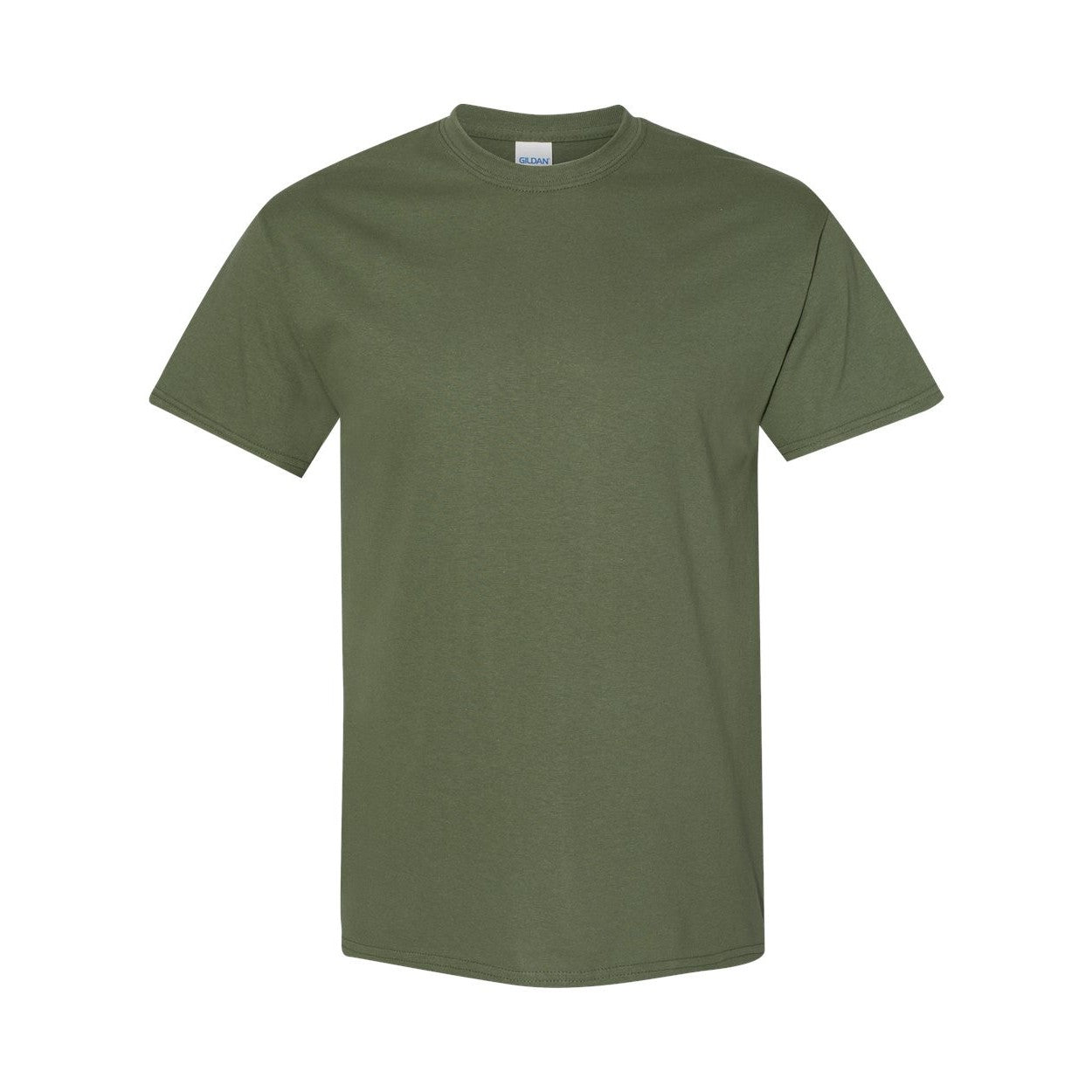 Military green t-shirt on a white background