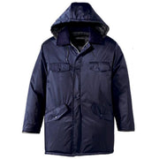 Navy coat on a white background