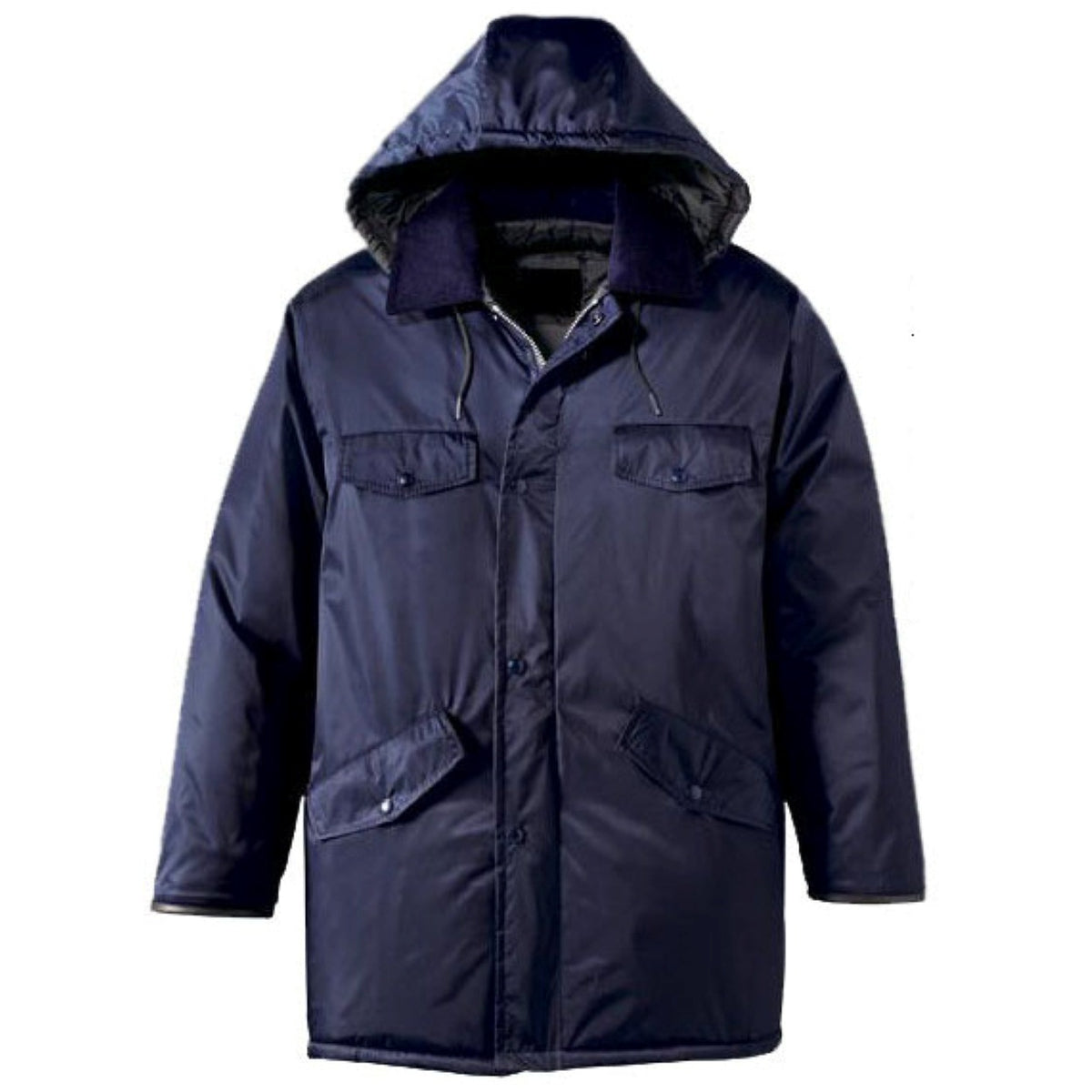 Navy coat on a white background