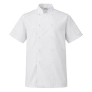 White short sleeve chef coat on white background