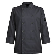 Charcoal long sleeve chef coat on white background