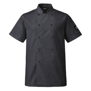 Charcoal short sleeve chef coat on white background
