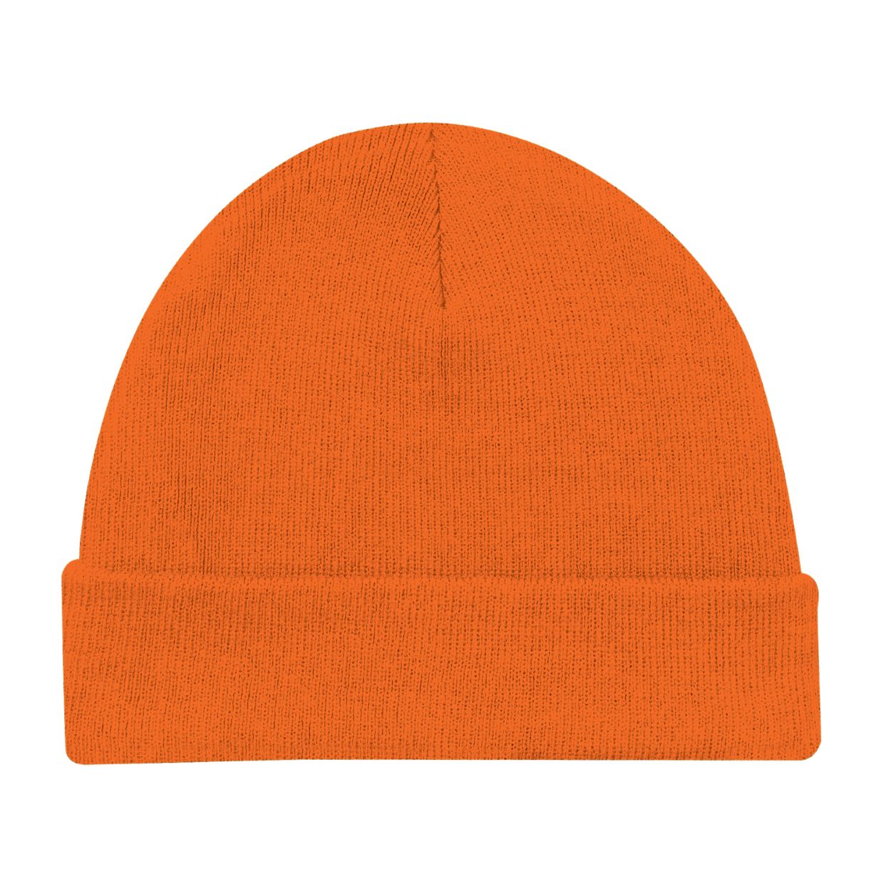 Fluorescent orange tuque on a white background