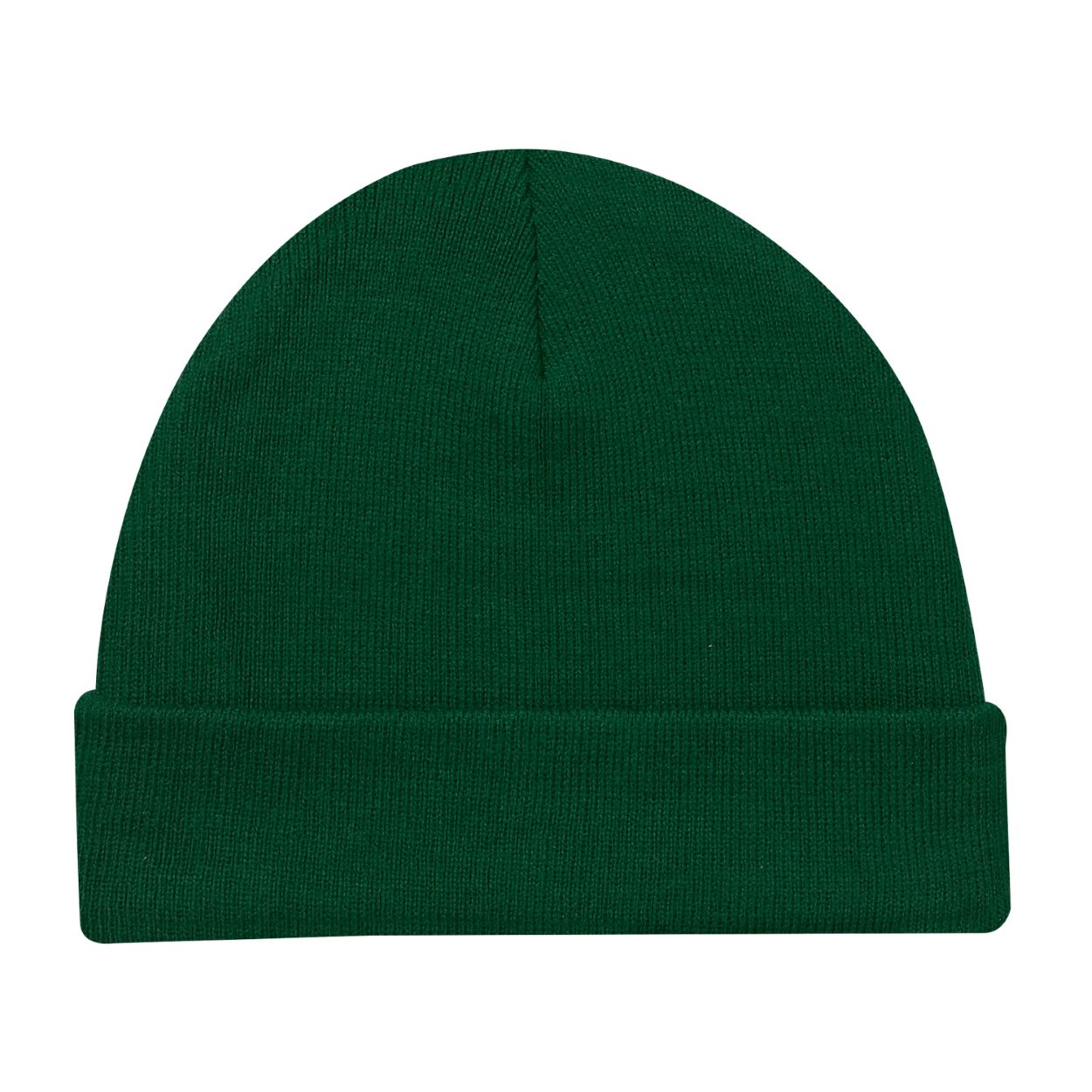 Forest green tuque on a white background