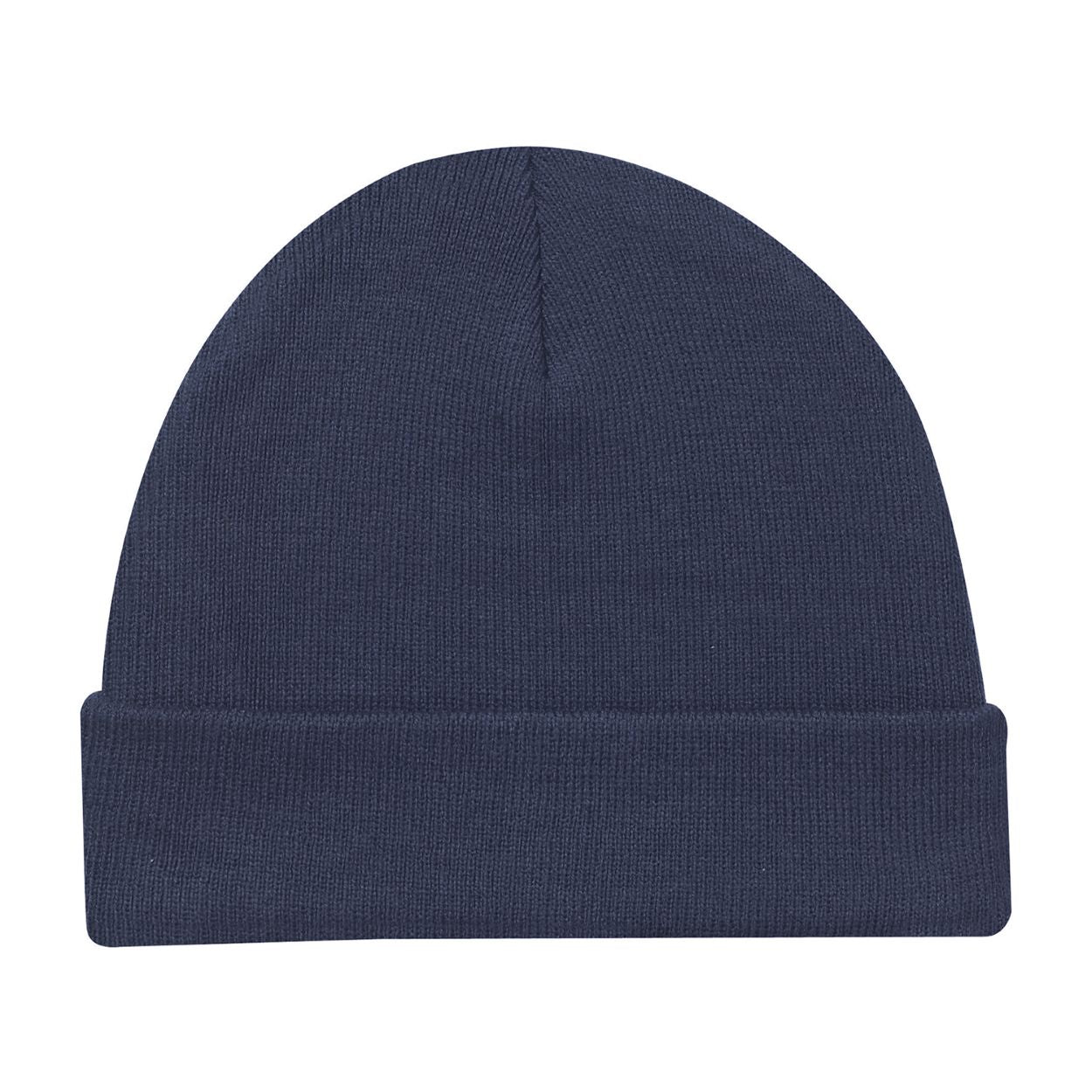 Navy tuque on a white background