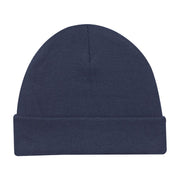 Navy tuque on a white background