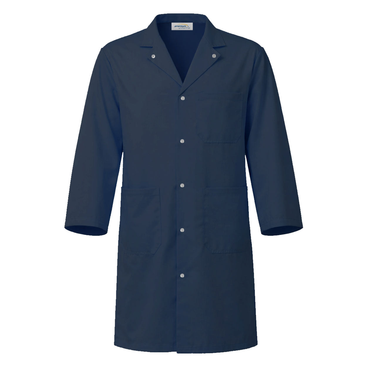 Navy food industry coat on white background