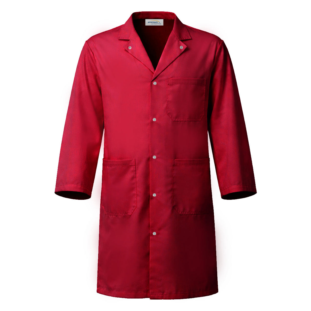 Red food industry coat on white background