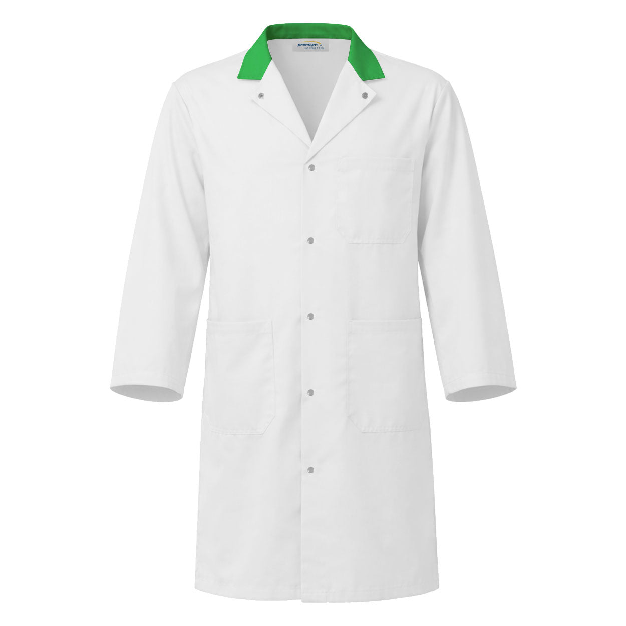 White-Green food industry coat on white background