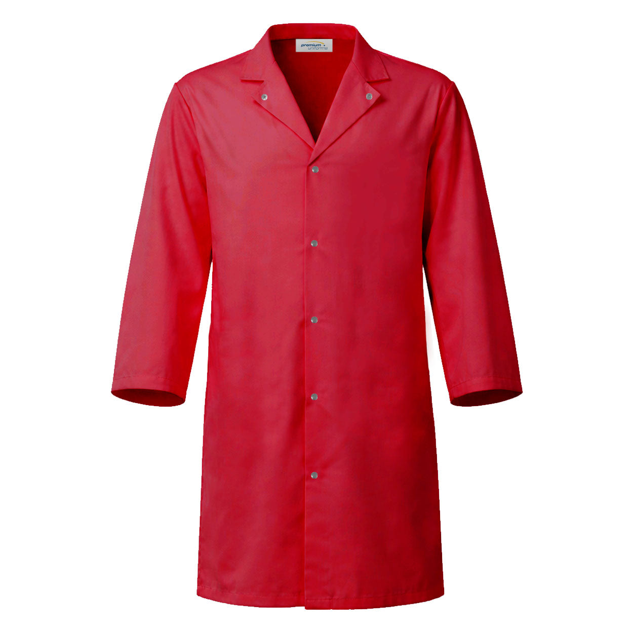 Red food industry coat on white background