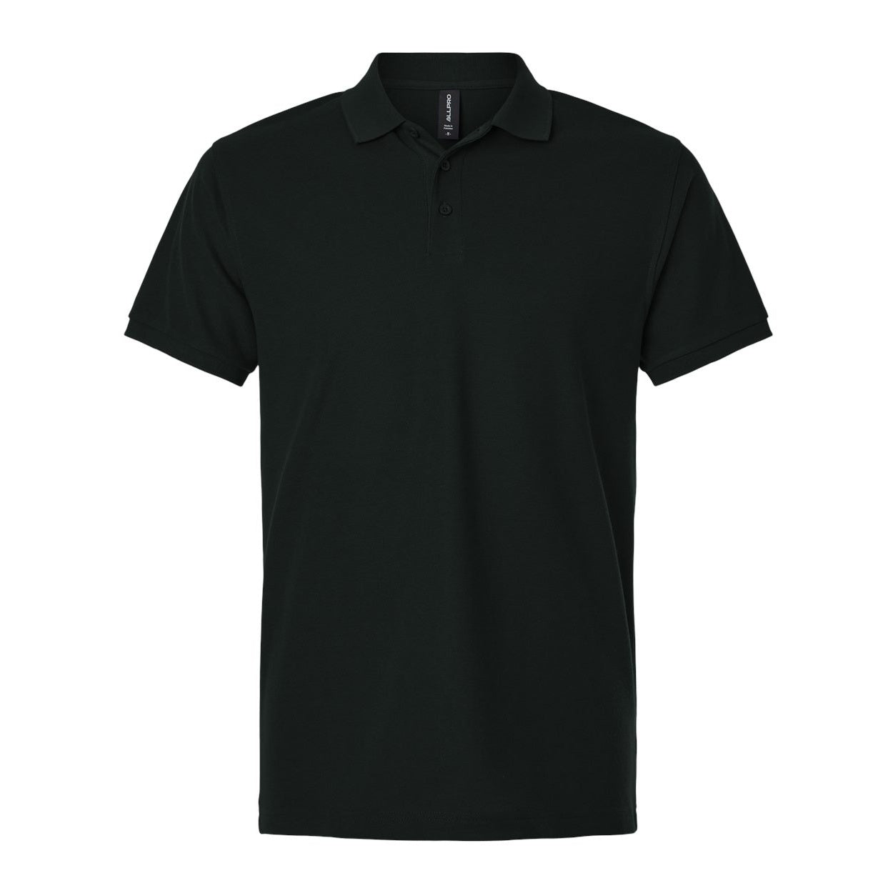 Black polo shirt on a white background