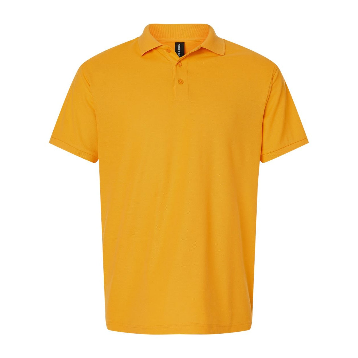 Gold yellow polo shirt on a white background