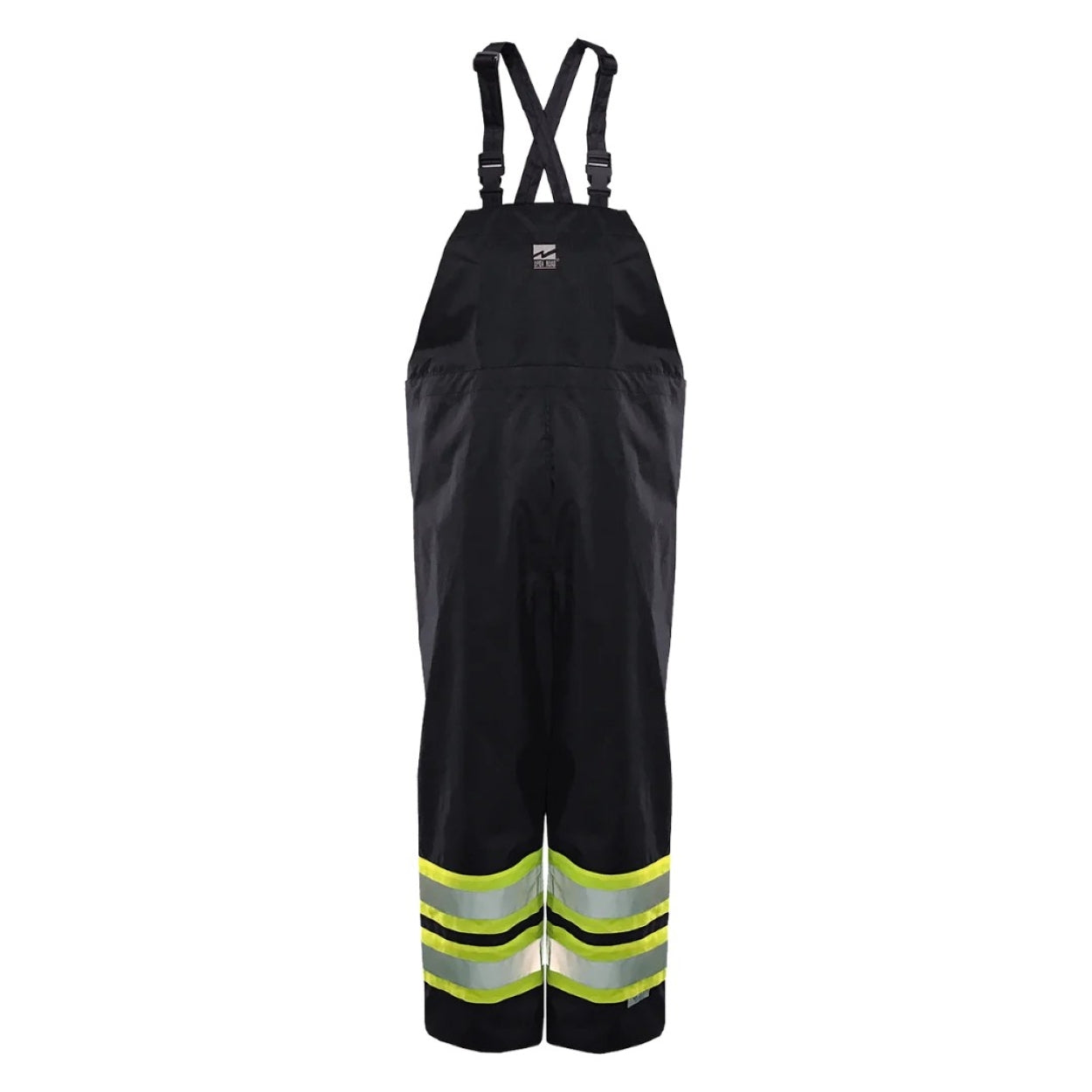 Black hi-vis rain pants on a white background