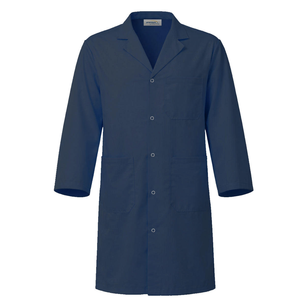 Navy lab coat on white background
