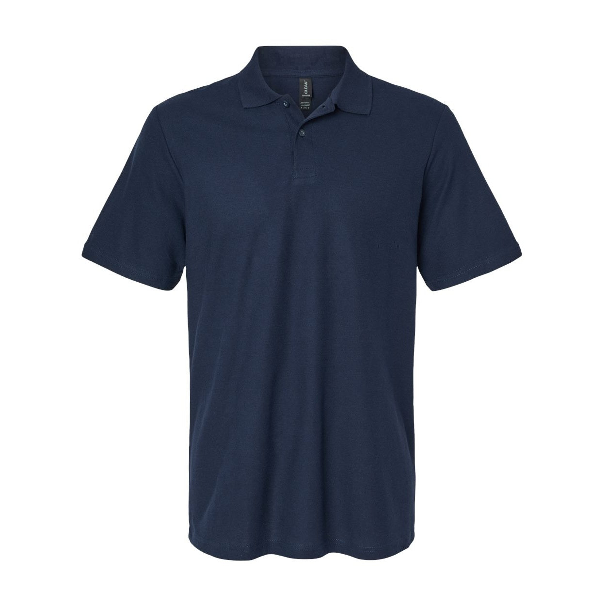 Navy blue polo shirt on a white background