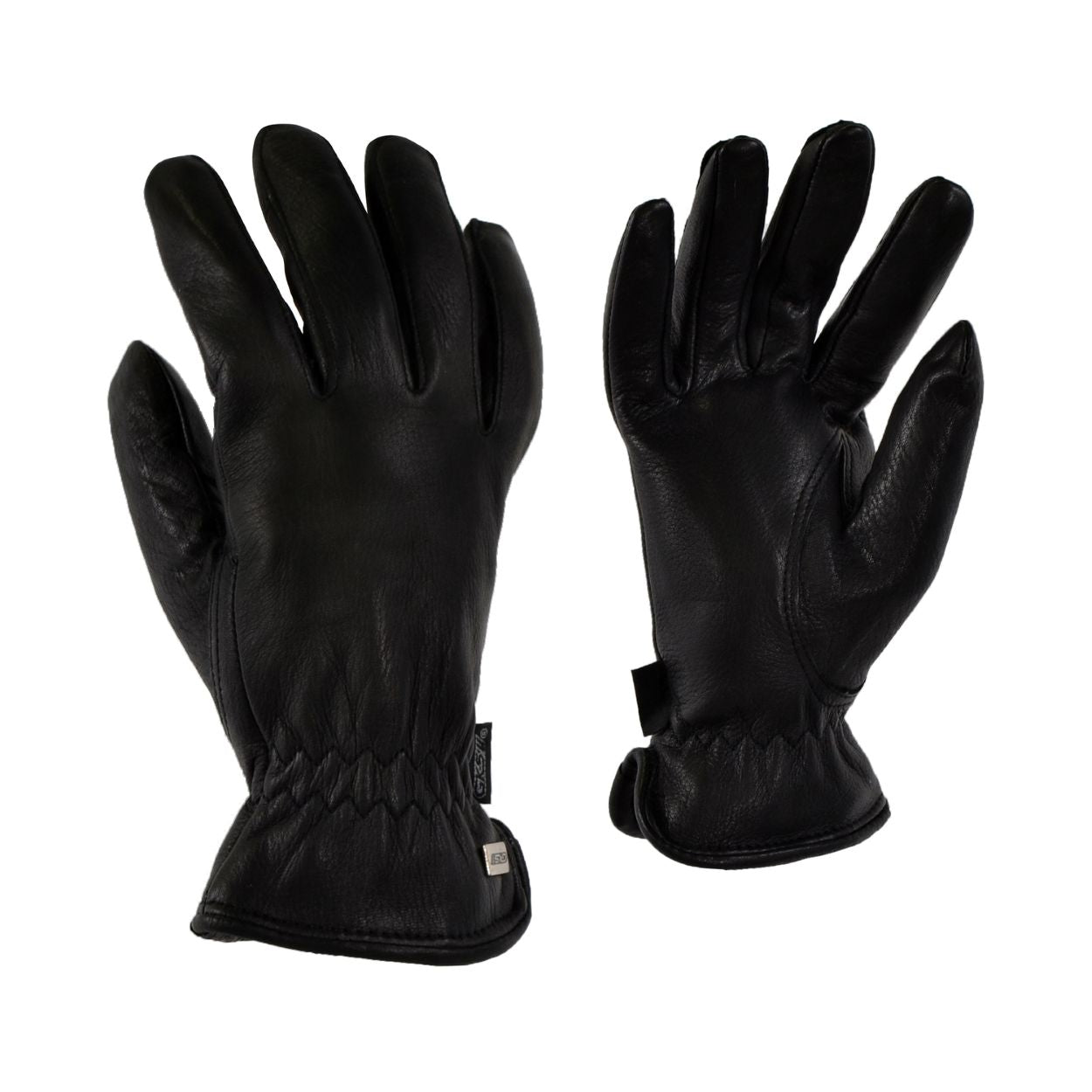 Black winter glove on a white background