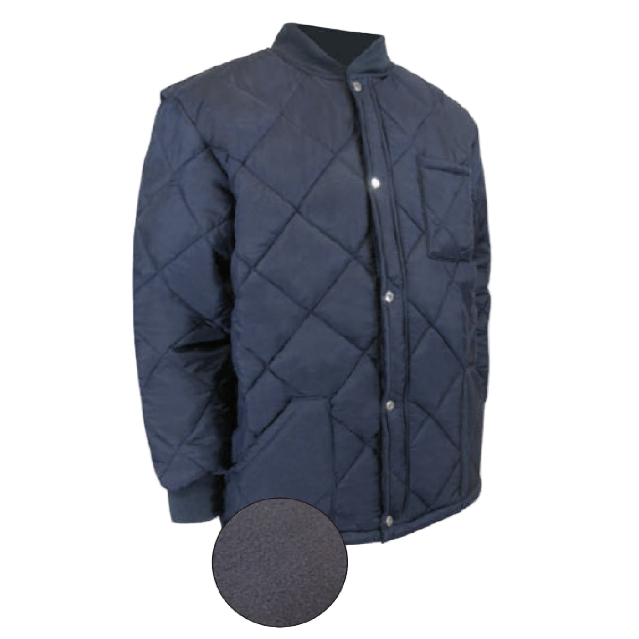 Navy refrigeration jacket on a white background