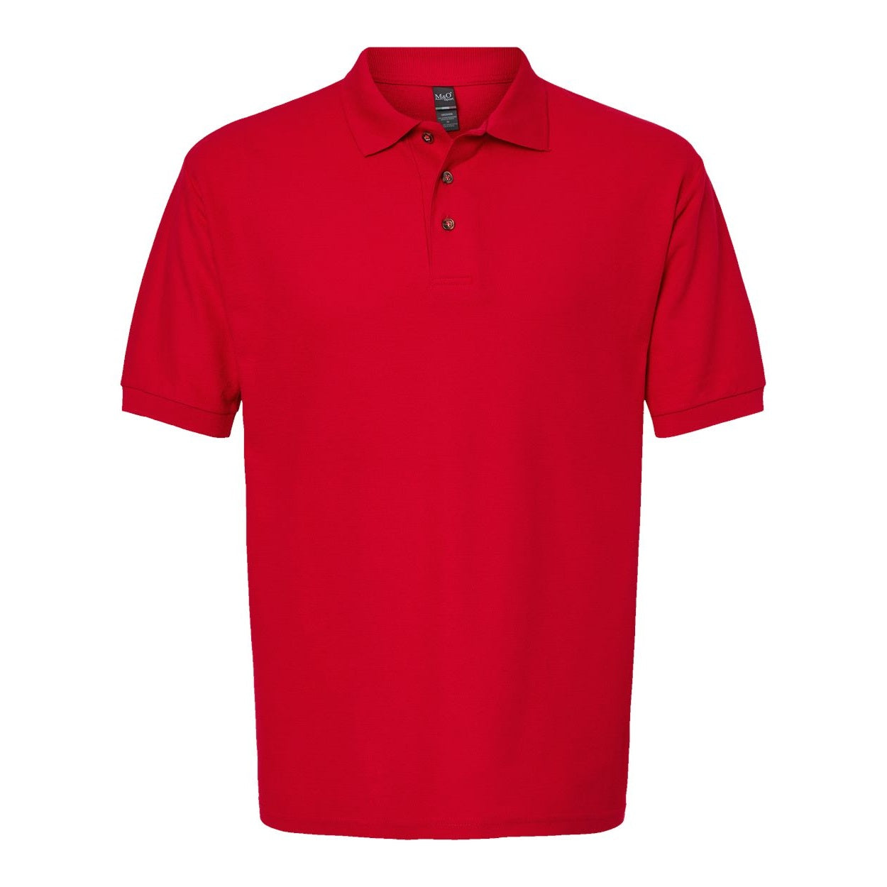 Bright red polo shirt on a white background